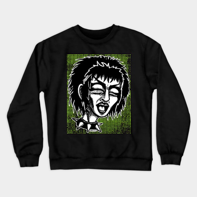 Punk Halftones (Green Version) Crewneck Sweatshirt by Jan Grackle